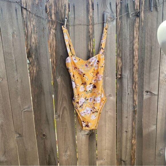 Faithfull the Brand PHOEBE ONE PIECE POMELINE YELLOW BATHING SUIT sz S NWT - Picture 5 of 10